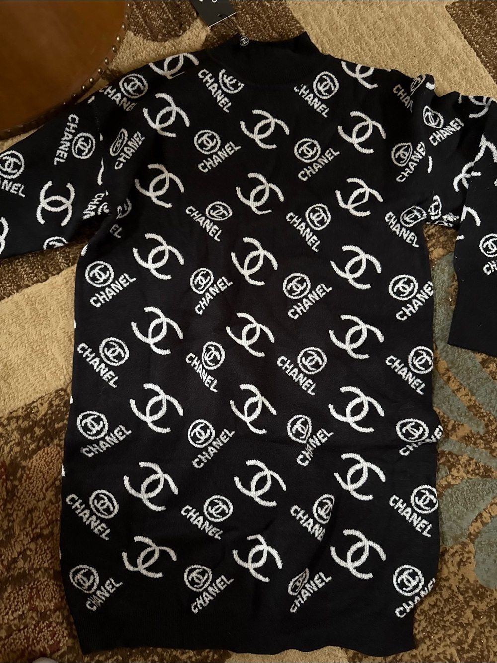 CC Black & White Logo-Print Mini Dress